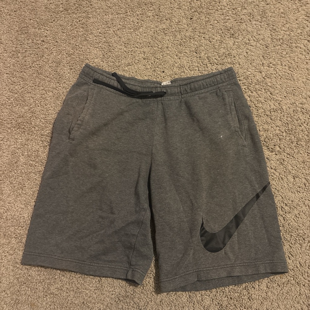 Nike Gray Athletic Shorts with Swoosh Logo